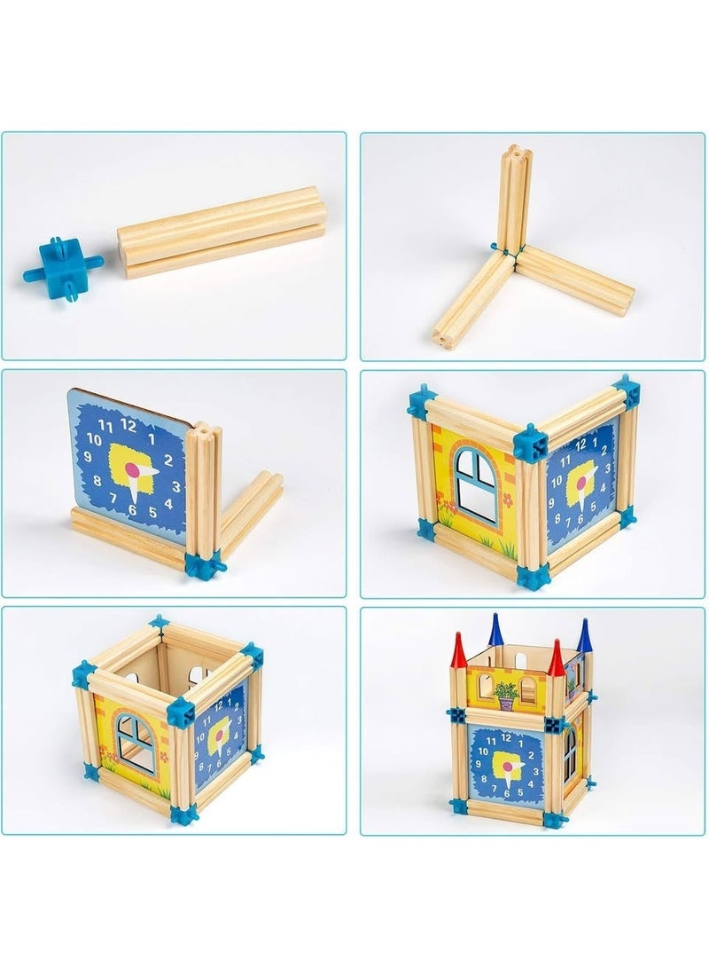 TOY GARDEN DIY Doll House, Dreamhouse Set, Wooden Dollhouse Building Set 3D Villa Model with Character Figures and Toy Car High Quality DIY Educational Construction Toy for Kids Ages 3 Plus Creative Gift for Boys and Girls Home Decoration - Image 3
